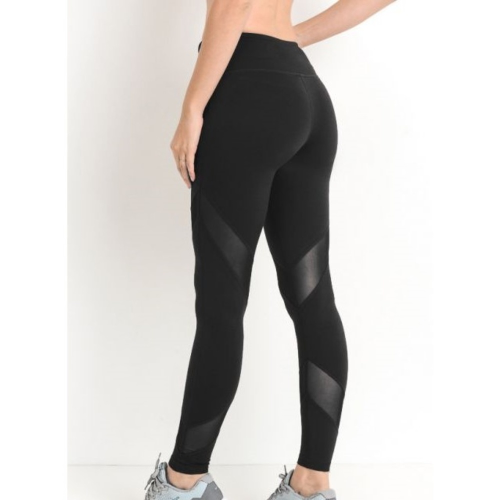 Black Criss-Cross Mesh Full Leggings